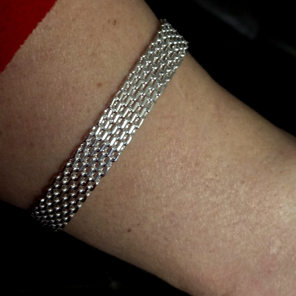 Bracelet Chanky, 925 Sterling Silver. Vintage Bracelet Fashion Style 7.0 Inch